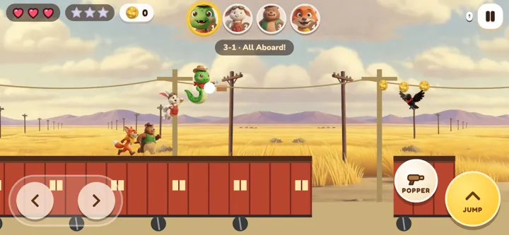 The posse on the roof of a speeding train